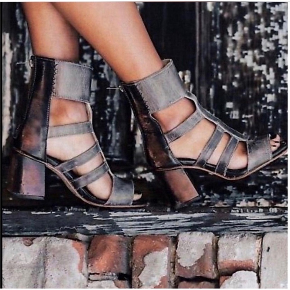 Freebird Raven Gladiator Sandals‎ Womens 8 Brown Distressed Leather Cage Heels